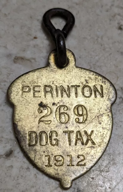 1912 Antique Dog License Tax Tag Perinton, NY