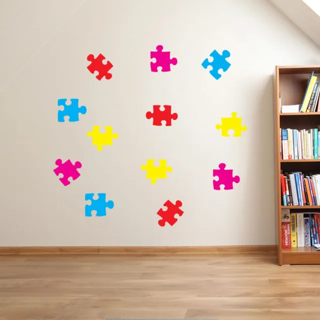 Puzzle Pezzi Asilo Sala Giochi Bambini Finestra da Parete Adesivi Colorati A27