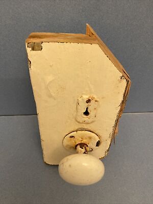 Antique Vintage DOOR KNOB SET Assembly, w/key Hole Plate, Porcelain Knobs 2