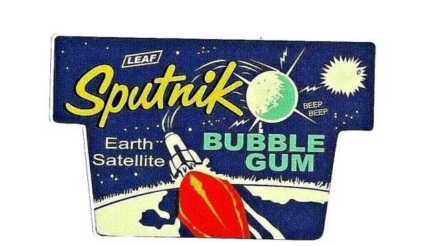 SPUTNIK SATELLITE BUBBLE GUM Vinyl STICKER DECAL GUMBALL MACHINE BALL VINTAGE !!