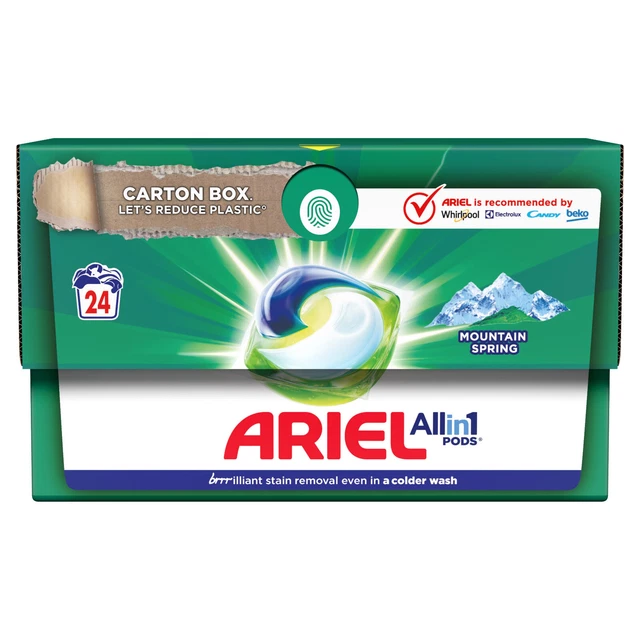 ARIEL MOUNTAIN SPRING Laundry Capsules Washing Machine Pods Caps 24