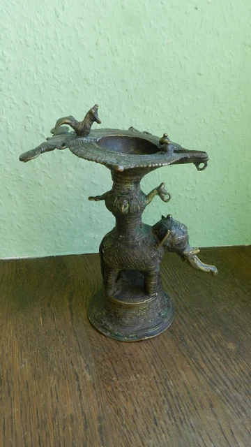 Alte Öllampe Bronze Elefant Asien
