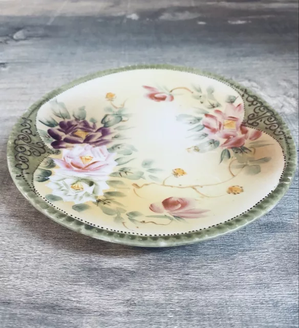 6” Antique Nippon Hand Painted Dessert Plate with Rose Design