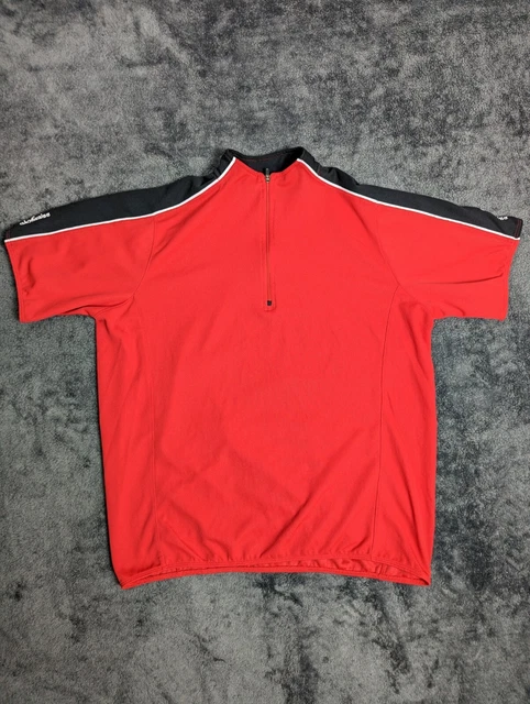 Schwinn Cycling Jersey Men Medium Red Short Sleeve Water Pocket Pullover Top