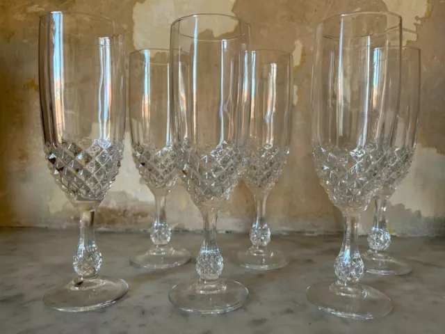 Set of 6 high-quality vintage French Champagne Glasses, Champagne Flutes Crystal 3