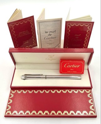 Cartier vintage Must Panthere platinum fountain pen New Old Stock in box 