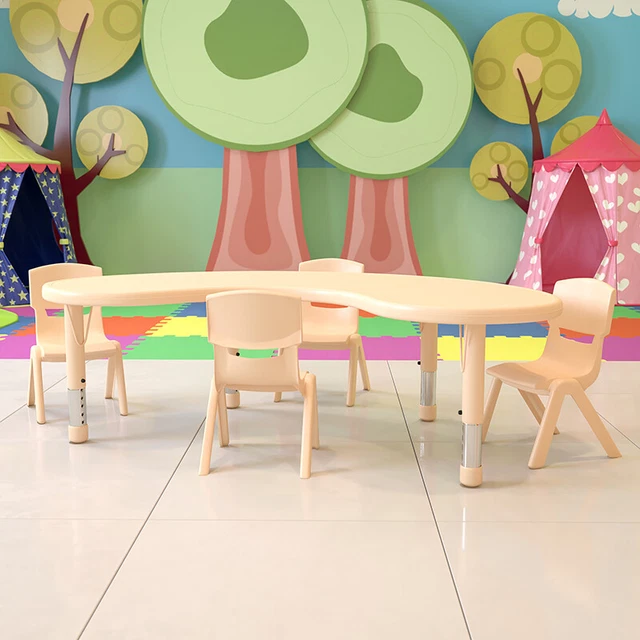 Flash Furniture 35"W x 65"L Half-Moon Natural Plastic Height Adjustable Activity