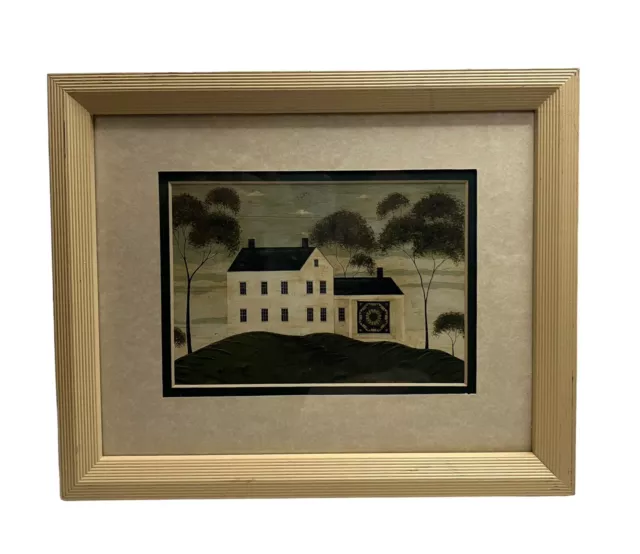 Warren Kimble White House Quilt Print Folk Art Framed Farm 9x9