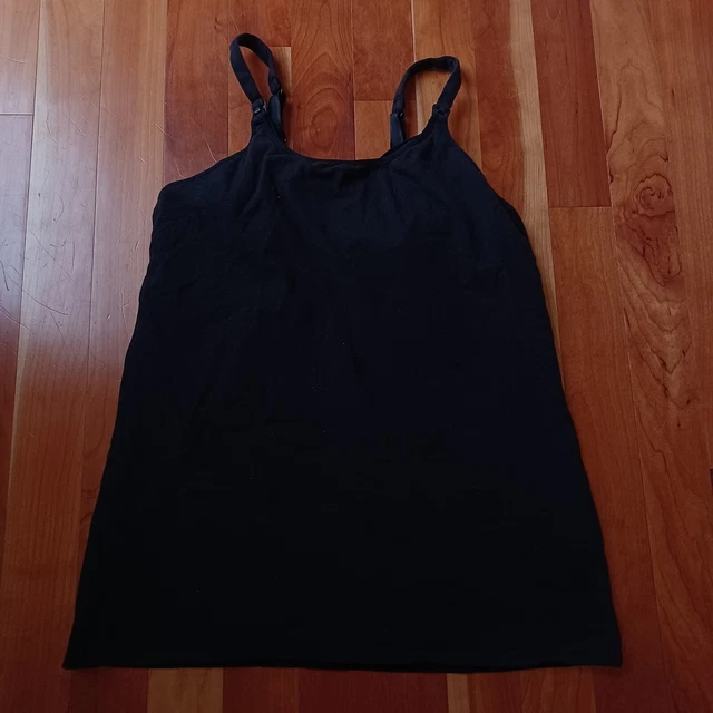 Gilligan & O'Malley Nursing Tank Top Medium Black Maternity women Shirt Cotton
