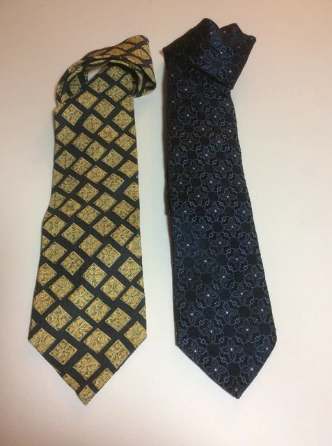 Pre-owned Bundle of 2 Valentino Italian Silk Ties Navy Blue EUC