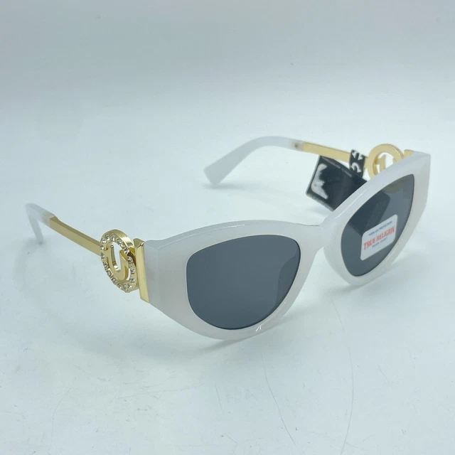TRUE RELIGION SUNGLASSES White Cat Eye Gold Stem Rhinestone  display picture 3