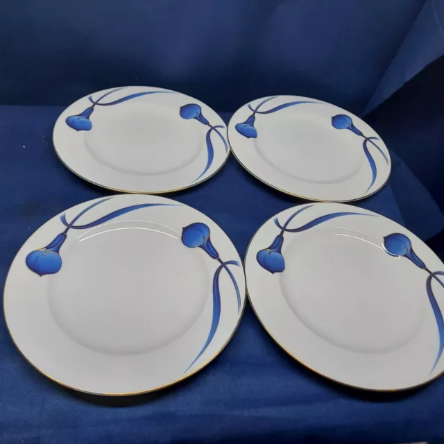 Vintage Mikasa Fine China Sapphire Silhouette Set/4 Dinner Plates EUC Retired
