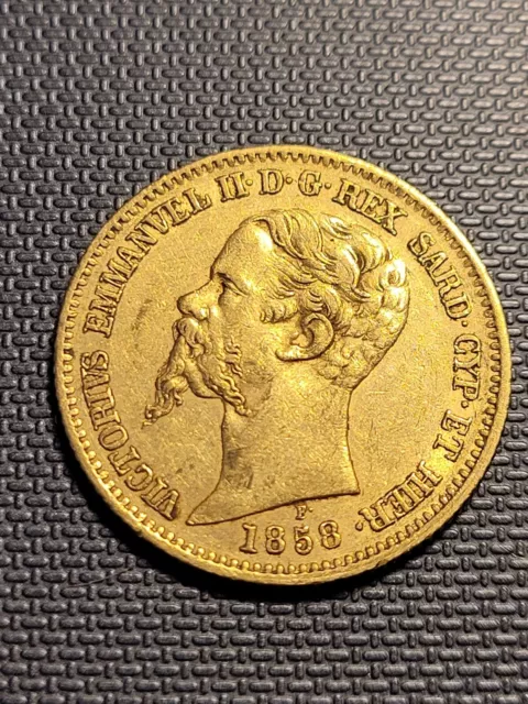 MONETA ORO REGNO SARDEGNA VITTORIO EMANUELE II 20 LIRE 1858  RARA per collezione