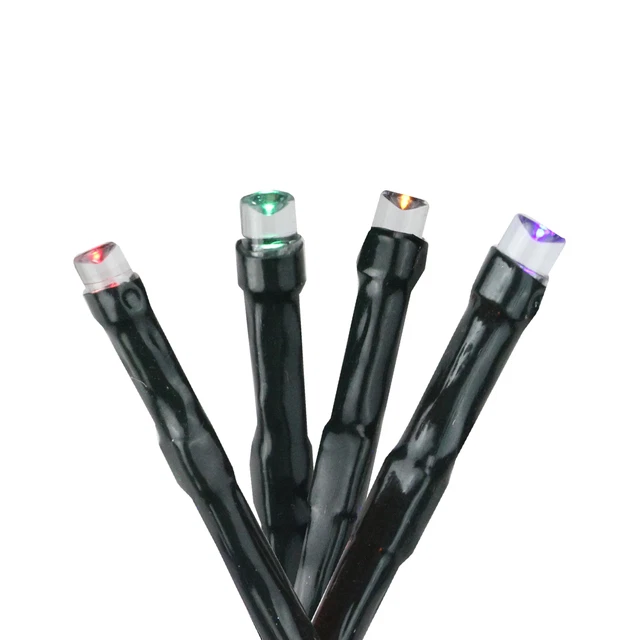 Hofert 200 Multi-Color LED 8-Function Cluster Christmas Lights, 16.5' Green Wire