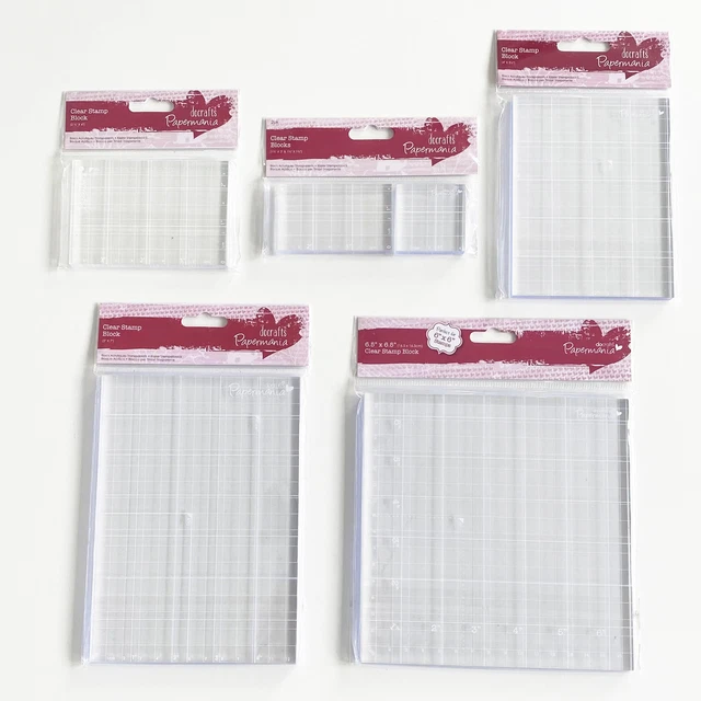 Acrylic Clear Stamp Block Cling  Stamping 5 sizes Inch & Cm Marking with Grid