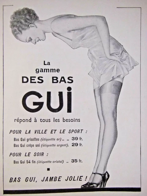 Publicité De Presse 1935 La Gamme Des Bas Gui Pour La Ville Et Le Sport