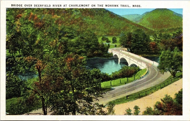 Bridge Deerfield River Charlemont Mohawk Trail Massachusetts MA Postcard VTG UNP