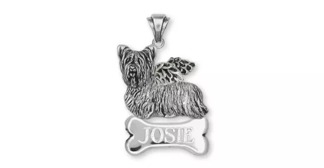 Skye Terrier Angel Personalized Pendant Jewelry Sterling Silver Handmade Dog Per