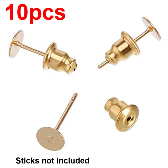 x10 Earrings gold metal plug stud stoppers findings post bullet back backing