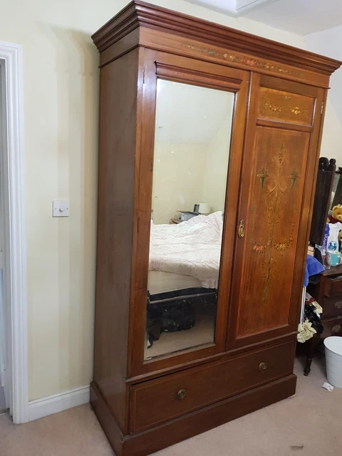 Vintage Armoire Wardrobe beautiful painted panels
