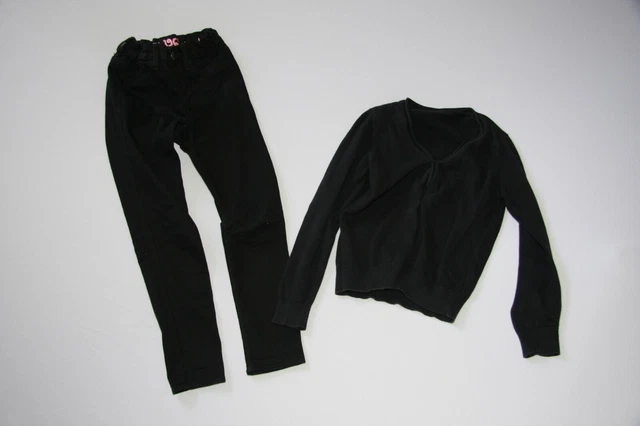 Bundle - M&S girls dark blue cardigan and GAP black jeans - Age 7 (2 items)