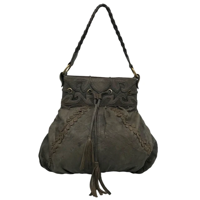 Treesje Embroidered & Braided Smokey Sage Shoulder Bag
