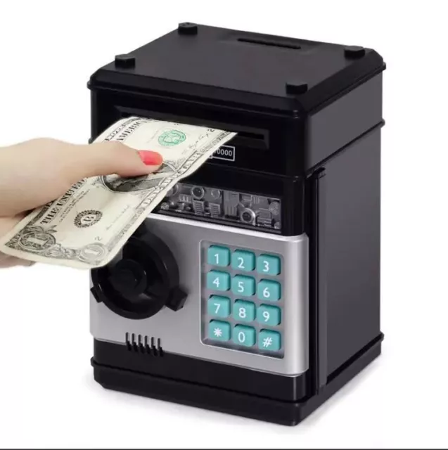 Piggy Bank Cash Coin Can ATM Bank Electronic Coin Money Bank Gift Kids Black