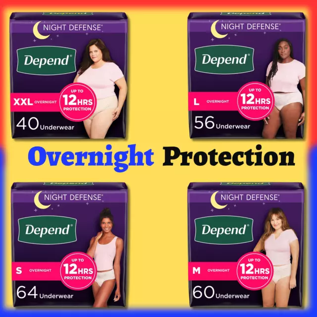L 56 CT Adult Women Diaper Disposable Overnight Incontinence Underwear  Depend $82.52 - PicClick