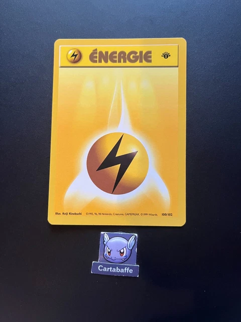 thumbnail interactive-video image 1 of Pokemon Water Energy Card 102/102 - Wizards Base Set 1st Edition (French), Used 1 of 12
