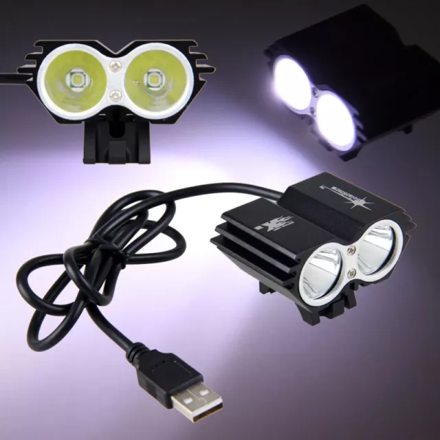 X2 80000LM 2X  LED USB 5V Waterproof Lamp Bicycle Headlight Front Head Torch