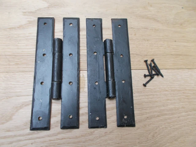 PAIR OF 7" PLAIN H HINGE wrought iron black traditional vintage old style iron