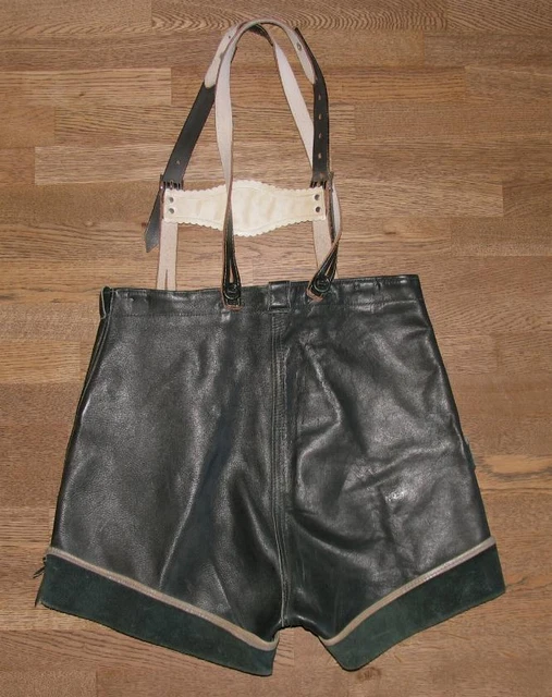Corti Bambini- Trachten- Pantaloni IN Pelle Cuoio Liscio Dkl Verde Circa Tgl 2