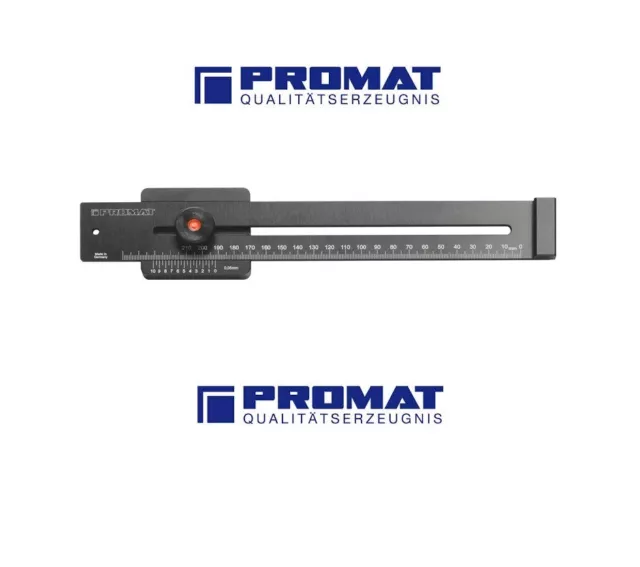 PROMAT Streichmaß 200 , 250 od. 300mm mit flachem Schieber oberflächengehärtetet