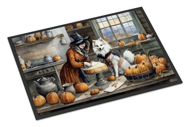 American Eskimo Fall Kitchen Pumpkins Indoor or Outdoor Mat 18x27 DAC1724MAT