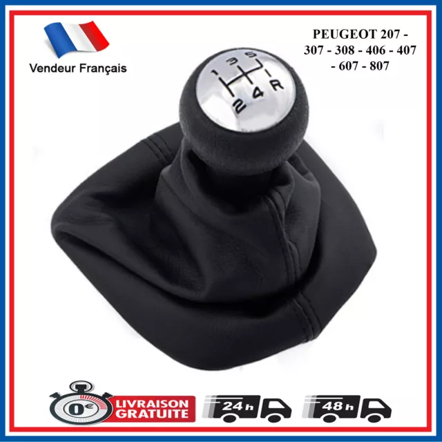 Pommeau, changement de vitesse pour Peugeot 206 207 308 406 607 807 - 5  vitesses CHROME