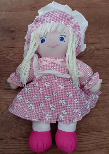Top Toy Large Soft Rag Doll In Pink A Floral Dress