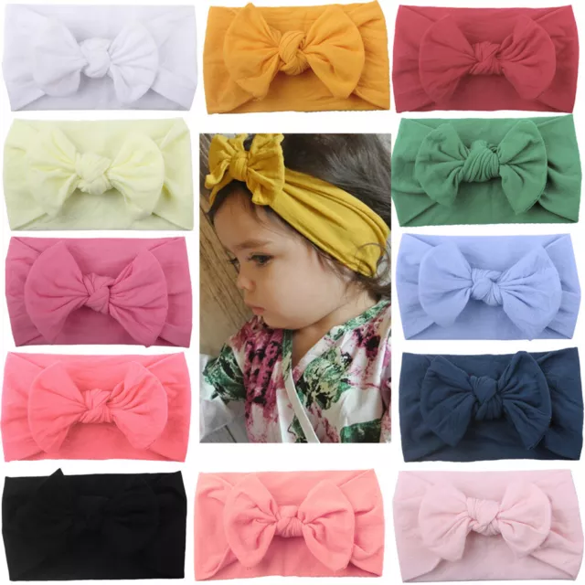 Nouveau-Né Toddler Baby Girl Head Wrap Lapin Big Bow Knot Turban Bandeau #