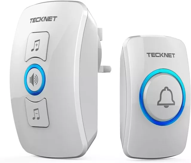 TECKNET Wireless Doorbell, Waterproof Wall Plug-in Door Bell Cordless Chime Kit