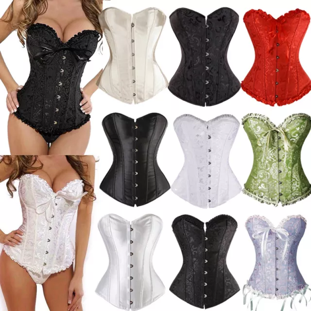 Women Sexy Overbust Boned Corset Burlesque Top Lace Up Party Costume Corsette