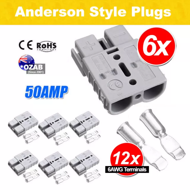 6X Anderson Style Plug Exterior DC Solar Caravan Power 50 AMP 12-24V Connectors