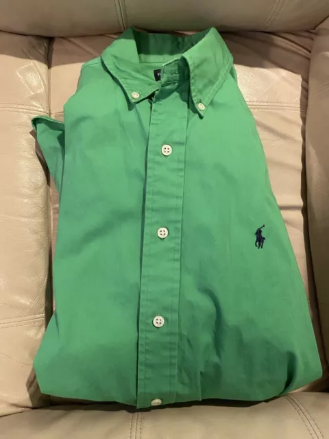 Solid Green Polo Ralph Lauren Button Down Shirt Men’s Size Medium