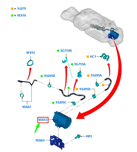 FORD RANGER T6 MK1 Fuel Vapour System Reservoir Assy 1732956 NEW