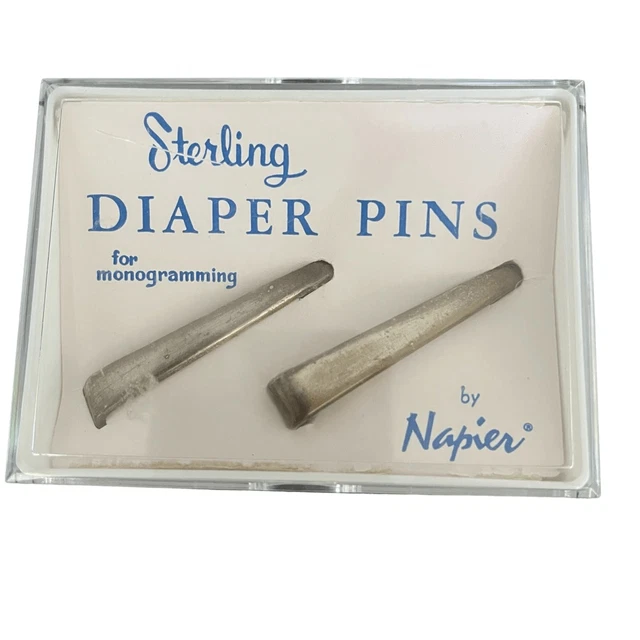 Vintage Napier Sterling Diaper Pins for Monogramming NIB Never Used Blank