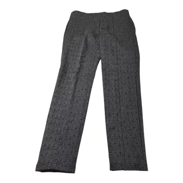 Style&Co Womens Pull On Pants Med Gray Black Print Elastic Waist Ponte Stretch