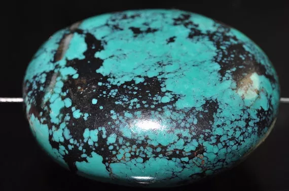 Extreme Rare~Blue HUBEI SPIDERWEB PORCELAIN TURQUOISE Fat Nugget Pendant L0951