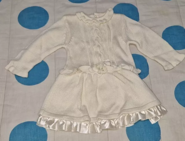 Abito Vestito Battesimo E Cappotto Rosa neonata Bambina Cerimonia