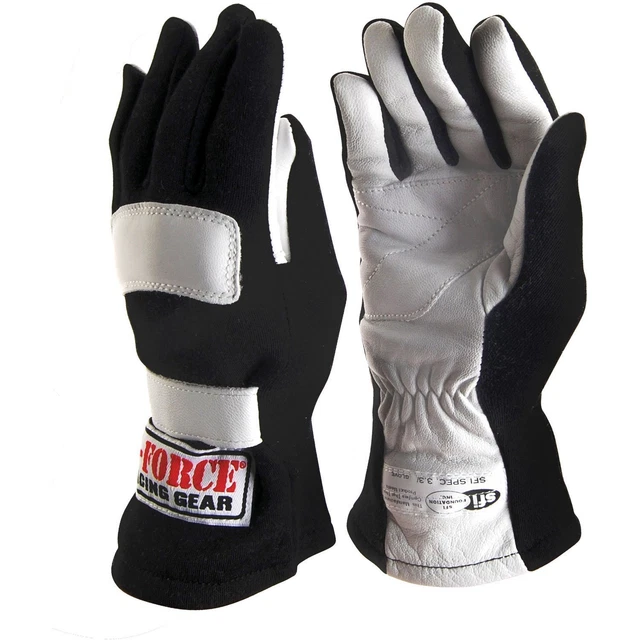 G-FORCE Racing 4101SMLBK Gloves G5 Double Layer Nomex/Leather Small Black Pair