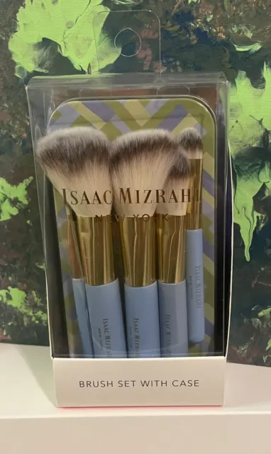 Juego de cepillos de viaje Isaac Mizrahi estuche de viaje 5 cepillos de maquillaje nuevos en caja