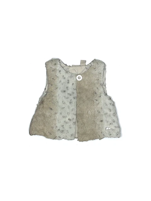 CALVIN KLEIN JEANS Girls Gray Faux Fur Vest 3T