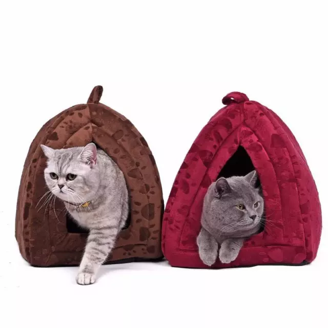 Maison de chat et lits pour animaux de compagnie 5 couleurs beige et rouge violet kaki noir avec bande de patte 3